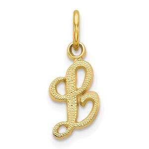 The Sadie 14k Yellow Gold Mini Satin Script Initial Charm, Letter L
